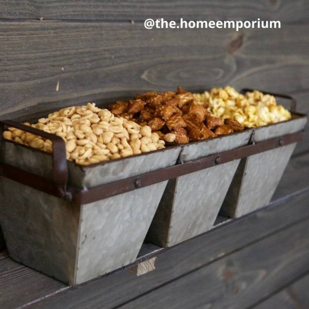 Rustic Gray Metal Snack Tray - Picture 2 of 8